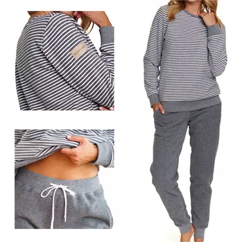 Dámské pyžamo Doctor Nap Dámské bavlněné pyžamo s dlouhým rukávem PM 5247 tmavě šedá XL