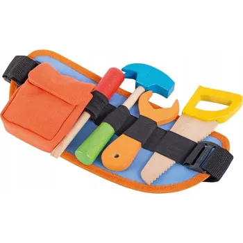 Dřevěná hračka JOUECO Opasek s dřevěným nářadím 9 ks