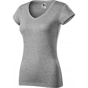 TRIČKO DÁMSKÉ SLIM BAVLNĚNÉ MALFINI FIT V-NECK 162 180G TMAVĚ ŠEDÉ XL