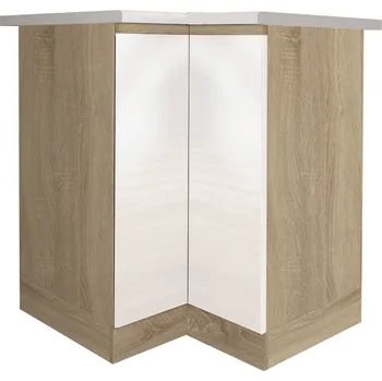 Kuchyňská skříňka Tempo Kondela Dolní skříňka DR L, vysoký bílý lesk/dub sonoma, LINE