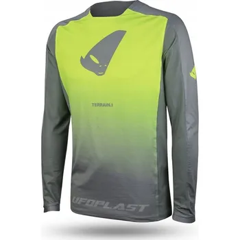 cyklistický dres UFO CYKLISTICKÝ DRES MTB TERRAIN LV1 DRES DLOUHÝ RUKÁV ŠEDÁ/ŽLUTÁ FLUO M