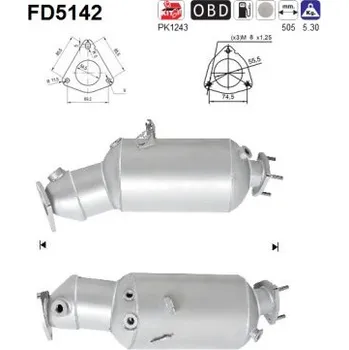 Filtr pevných částic Filtr sazových částic, výfukový systém AS, S.L. FD5142