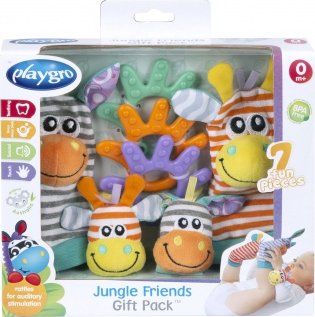 Playgro - Dárkový set chrastící ponožky a náramky Jungle Friends