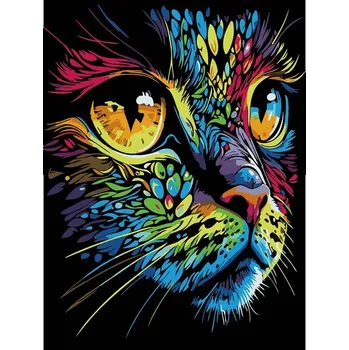 Textilie Malování na černé plátno, KOČKA, 30x40cm, 1 sada