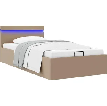 Postel zahrada-XL Rám postele LED úložný prostor cappuccino umělá kůže 100x200 cm 285559
