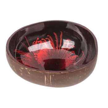 Malovaná kokosová mísa - červená