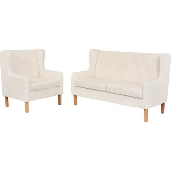 Pohovka zahrada-XL Sedací souprava 2 kusy textil krémově bílá 274928