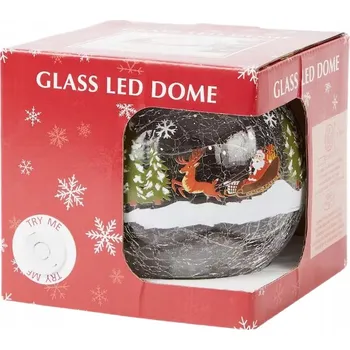 Obraz Vánoční skleněná koule s podsvícením Ø 15 cm Sáně