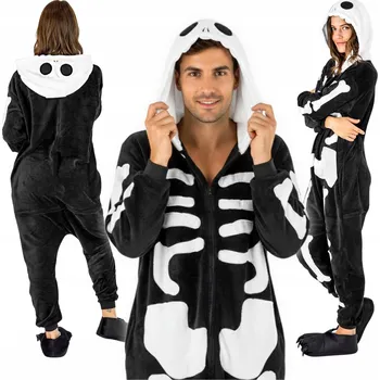 Karnevalový kostým Pyžamo kombinéza kigurumi dámská pánská kostým kostlivec dárek M