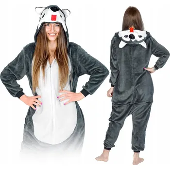 Dámské pyžamo Onesie kombinéza / pyžamo onesie KIGURUMI HUSKY šedá velikost S