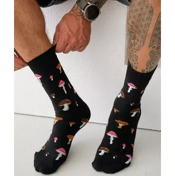 Pánské ponožky Pánské ponožky Hřiby M - 39-42 / černá