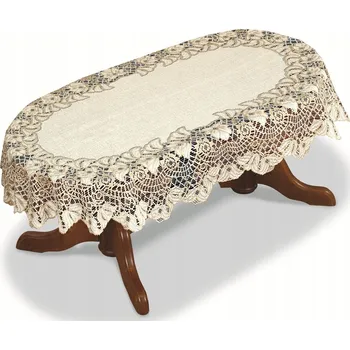 ubrus Žakárový ubrus vzor 04277 100x150cm ovál krémový, silná příze