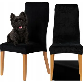 Potah na židli UNIVERZÁLNÍ ELASTICKÝ POTAH NA JÍDELNÍ ŽIDLI, VELUR 190g, ČERNÝ