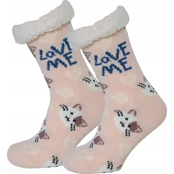 Dámské ponožky PONOŽKY zvířátka zima ABS TLUSTÉ kožíšek TEPLÉ 39-42