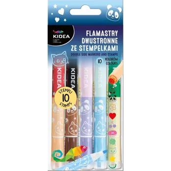 Fixy oboustranné s razítky Kidea, 10 barev