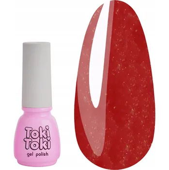 Přípravek na nehty Hybridní lak na nehty Toki-Toki 46 červený s červeným třpytem 5 ml