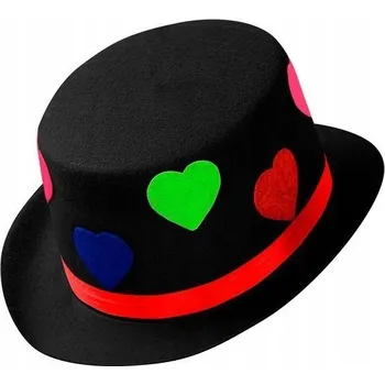 KLAUNSKÝ CYLINDER ČERNÝ SE SRDÍČKY