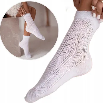 Dámské ponožky PONOŽKY dámské ažurové rybí kost bavlna Milena *37-41