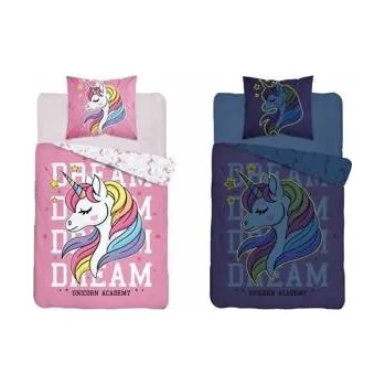 Povlečení Povlečení Svítící ve tmě Jednorožec Růžové 160 x 200, 70 x 80 cm zip