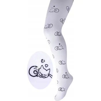 Roztomilé dětské punčocháče bílé mikrovlákno velikost 104