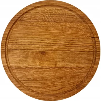 Kuchyňské prkénko Velké dřevěné kulaté dubové prkénko na krájení, průměr 45 cm, silné, vhodné i na pizzu