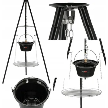 Zahradní gril Přenosný gril na dřevěné uhlí Lund s roštem 49 cm a kotlíkem