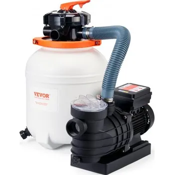 Bazénová filtrace Pískové filtrační čerpadlo VEVOR pro nadzemní bazény, 300 mm/12 palců, 10 000 l/h, 285 W, kombinovaná sada bazénových čerpadel a filtrů s 6cestným vícecestným ventilem a sítkovým košem, pro domácí a komerční bazény