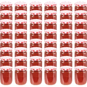 Sklenice Zavařovací sklenice s bíločervenými víčky 48 ks 230 ml IM_50798