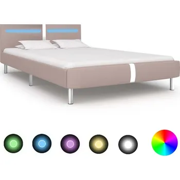 Postel zahrada-XL Rám postele s LED cappuccino umělá kůže 120 x 200 cm 280862