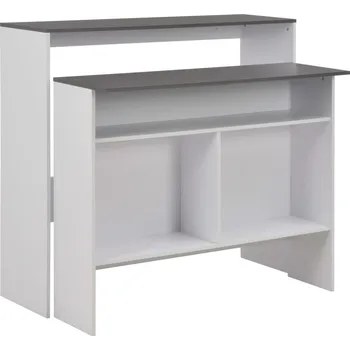 Jídelní stůl zahrada-XL Barový stůl se 2 stolními deskami bílý a šedý 130 x 40 x 120 cm 280221