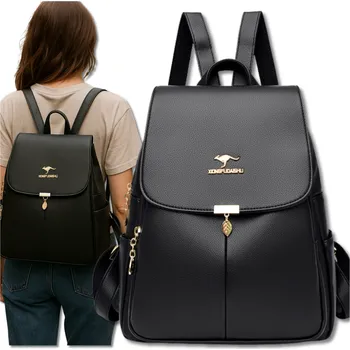 Městský batoh Camerazar Dámský batoh, černý, elegantní, ekokůže, městský