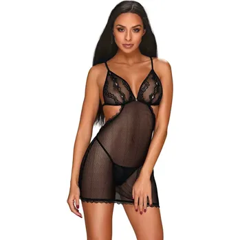 Dámská erotická košilka Půvabná košilka Millagro chemise - Obsessive Barva: černá, Velikost: L/XL