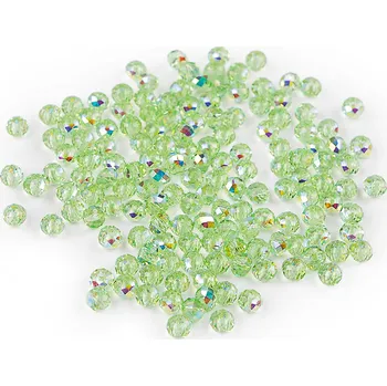 Šperk Skleněné korálky broušené ohňovky 4 mm s AB efektem Varianta: 5 zelená sv. AB, Balení: 1 sáček