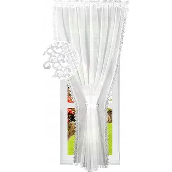 Záclona HOTOVÁ ZÁCLONA 200x250 BÍLÁ ZÁCLONA KOKONY GUIPURE