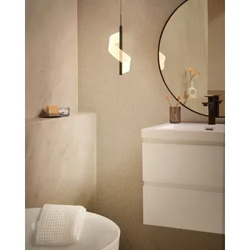 Osvětlení Závěsná lampa černá kovová železná závěsná lampa spirálová moderní osvětlení obývací pokoj jídelna ložnice Beliani