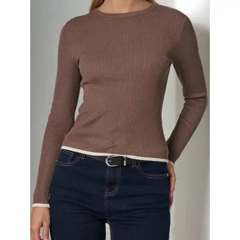 Dámské oblečení Sinsay - Svetr z&nbsp;žebrované pleteniny - hnědá - 373EU-88X - 373EU-88X-M