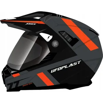 Helma na motorku UFO PŘILBA ARIES DUAL BARVA ČERNÁ/ŠEDÁ/ČERVENÁ FLUO VELIKOST: M