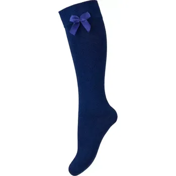 Dámské punčochy Dívčí podkolenky s mašlí - 32-34 / tmavě modrá