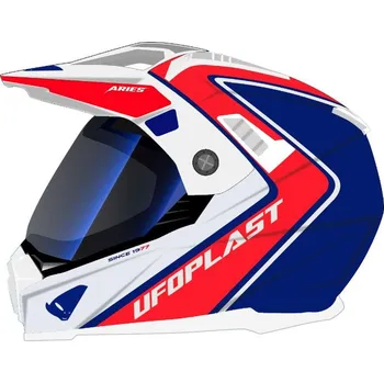 Helma na motorku UFO PŘILBA ARIES DUAL BÍLÁ/ČERVENÁ/MODRÁ VELIKOST: M