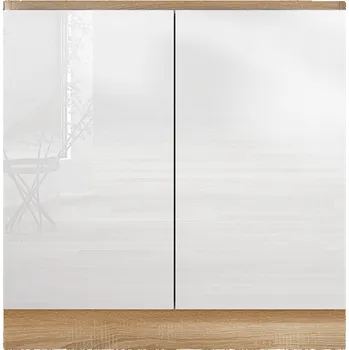 Kuchyňská skříňka Tempo Kondela Dolní skříňka D 80 ZL, vysoký bílý lesk/dub sonoma, LINE