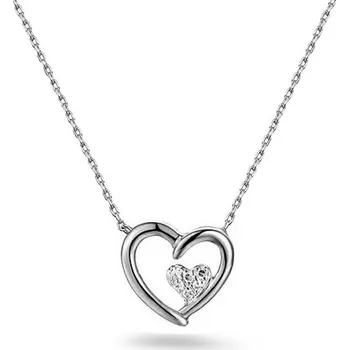 Náhrdelník Náhrdelník s diamanty v srdíčku z bílého zlata IZBR1167A + dárkové balení LUXUS zdarma