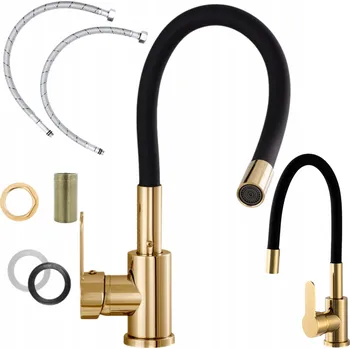 Vodovodní baterie Kuchyňská baterie APKOMFORT páková černá s flexibilní hubicí