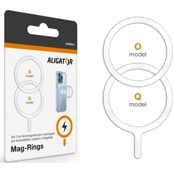 Set 2ks feromagnetických samolepek Aligator Mag-Rings, Magsafe kompatibilní, bílé (Set feromagnetických samolepek Aligator Mag-Rings, určeno pro MagSafe, bílé)