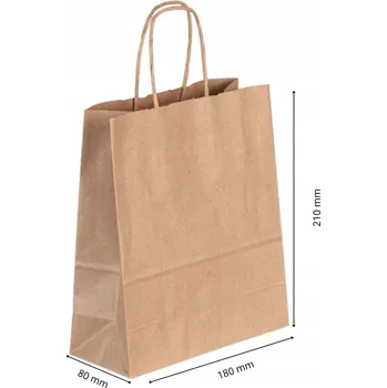 Nákupní taška PAPÍROVÁ TAŠKA KRAFT ŠEDÁ EKO S ROLOVANÝM UCHEM 18x8x21 CM 1 KS