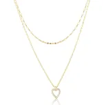 JVD Pozlacený dvojitý náhrdelník Srdce se zirkony SVLN0637X61GO45 + 2 měsíce na vrácení zboží