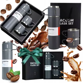 Termoska TERMOSKA S HRNKY CESTOVNÍ SADA LAHEV NA PITÍ NA KÁVU A ČAJ DÁREK DÁREK