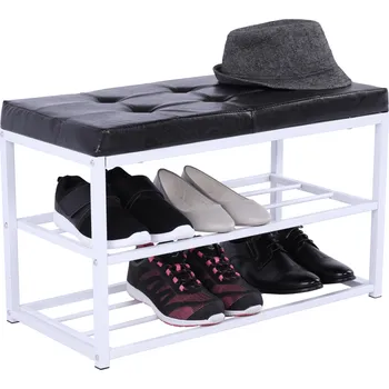 Botník Tempo Kondela Lavice s botníkem, černá / bílá, LYROS