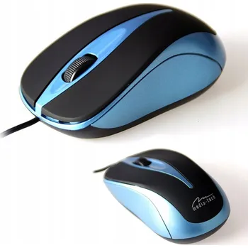 Myš KANCELÁŘSKÁ DRÁTOVÁ OPTICKÁ MYŠ ČERNO-MODRÁ POHODLNÁ ERGONOMICKÁ