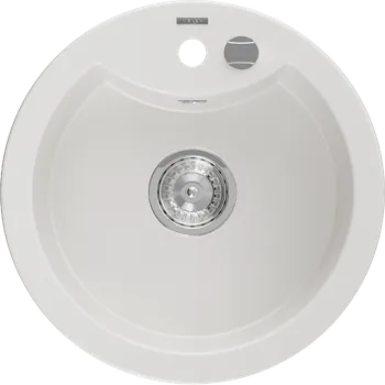 Granitový dřez Mexen Diego granitový dřez 1-komorový 488 x 480 mm, bílý, sifon chrom - 6512481000-20 Granitové dřezy