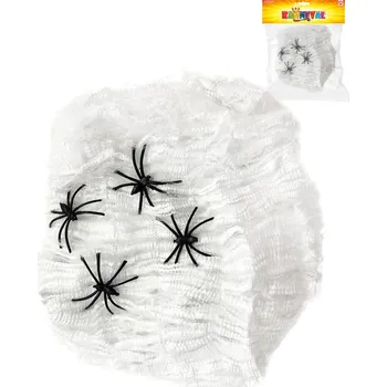 Party dekorace KARNEVAL Pavoučí síť bílá se 4 pavouky 3cm Halloween party dekorace | 36